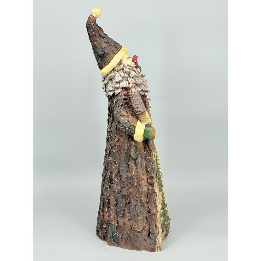 Resin Wood Carved Tree Look Painted 16" Santa Claus Figure W/Birdhouse Cardinal - Picture 6 of 9